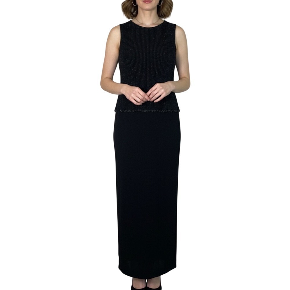 SCOTT MCCLINTOCK Vintage Made in USA Black Sleeveless Long Evening Gown Fits 12